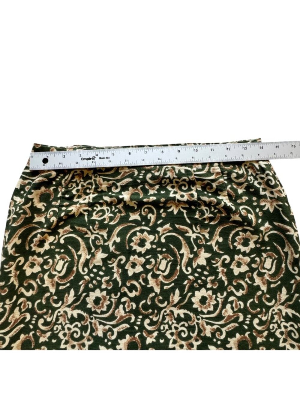 Sun River Wrap Skirt Size M Green Gold Cotton Batik Pattern Border Detail - Picture 12 of 16